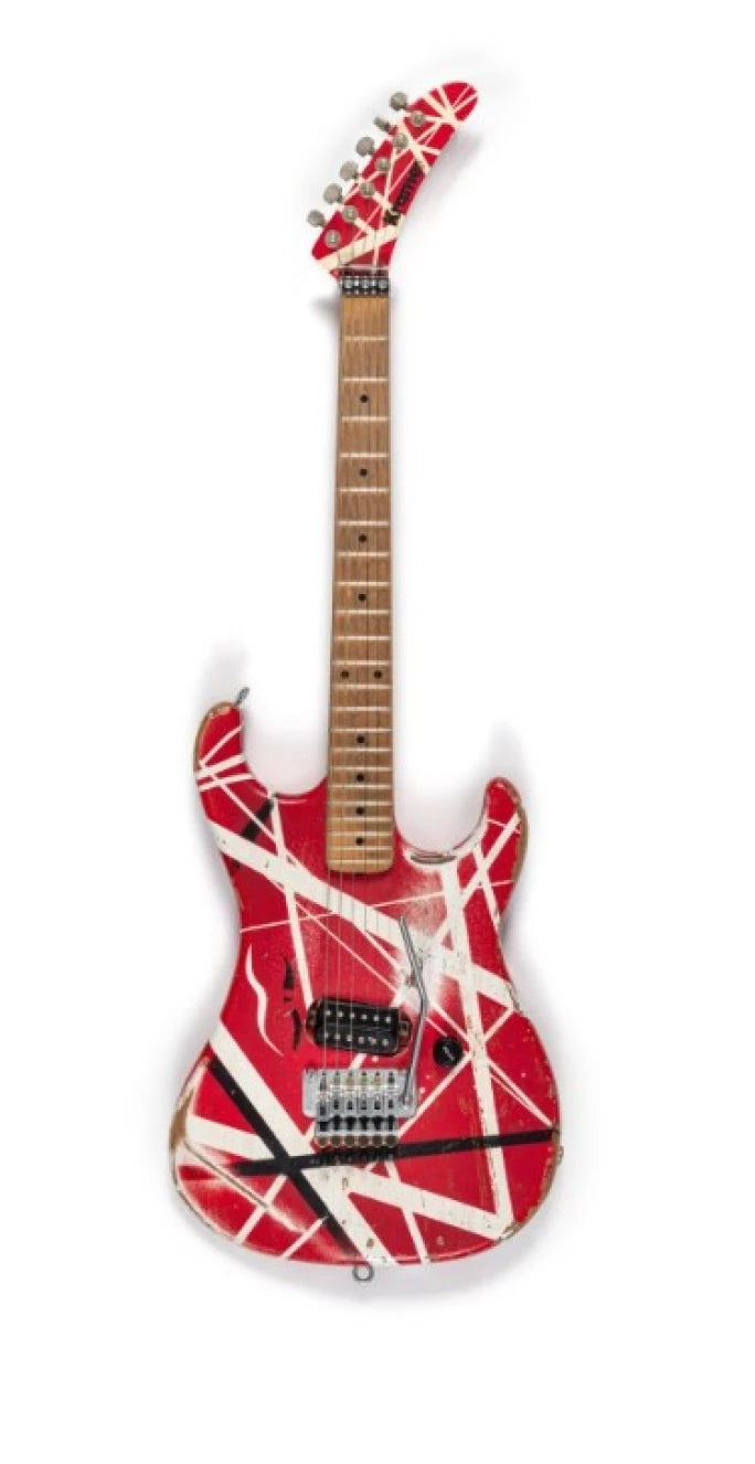 Eddie Van Halen's red, white, and black Kramer electric guitar