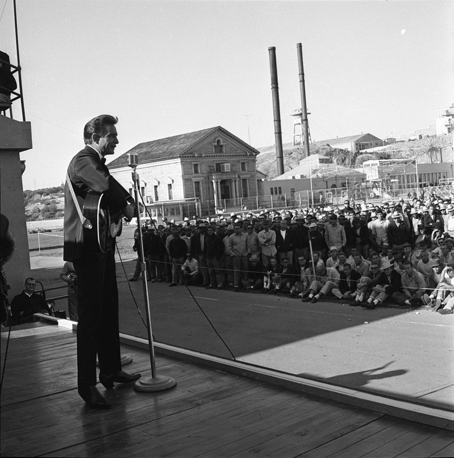 Johny Cash performing at Folsom Prison.