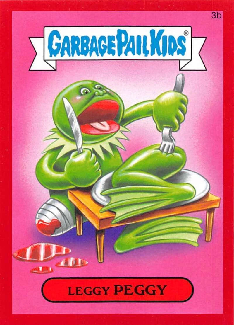 Sample of Leggy Peggy, a famous Garbage Pail Kids card