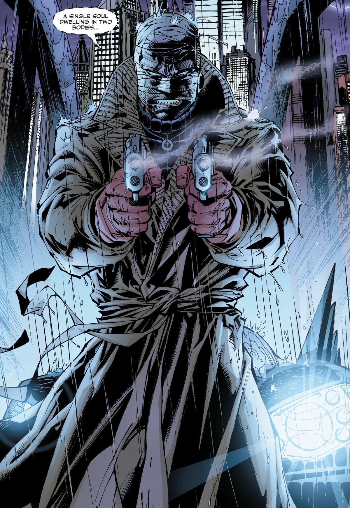 Dr. Thomas "Tommy" Elliot, a childhood friend and dark reflection of Bruce Wayne, becomes the costumed criminal Hush. Targeting both Bruce and Batman, he lives up to his nursery-rhyme namesake by relying on quiet manipulation and guile rather than noisy signatures.