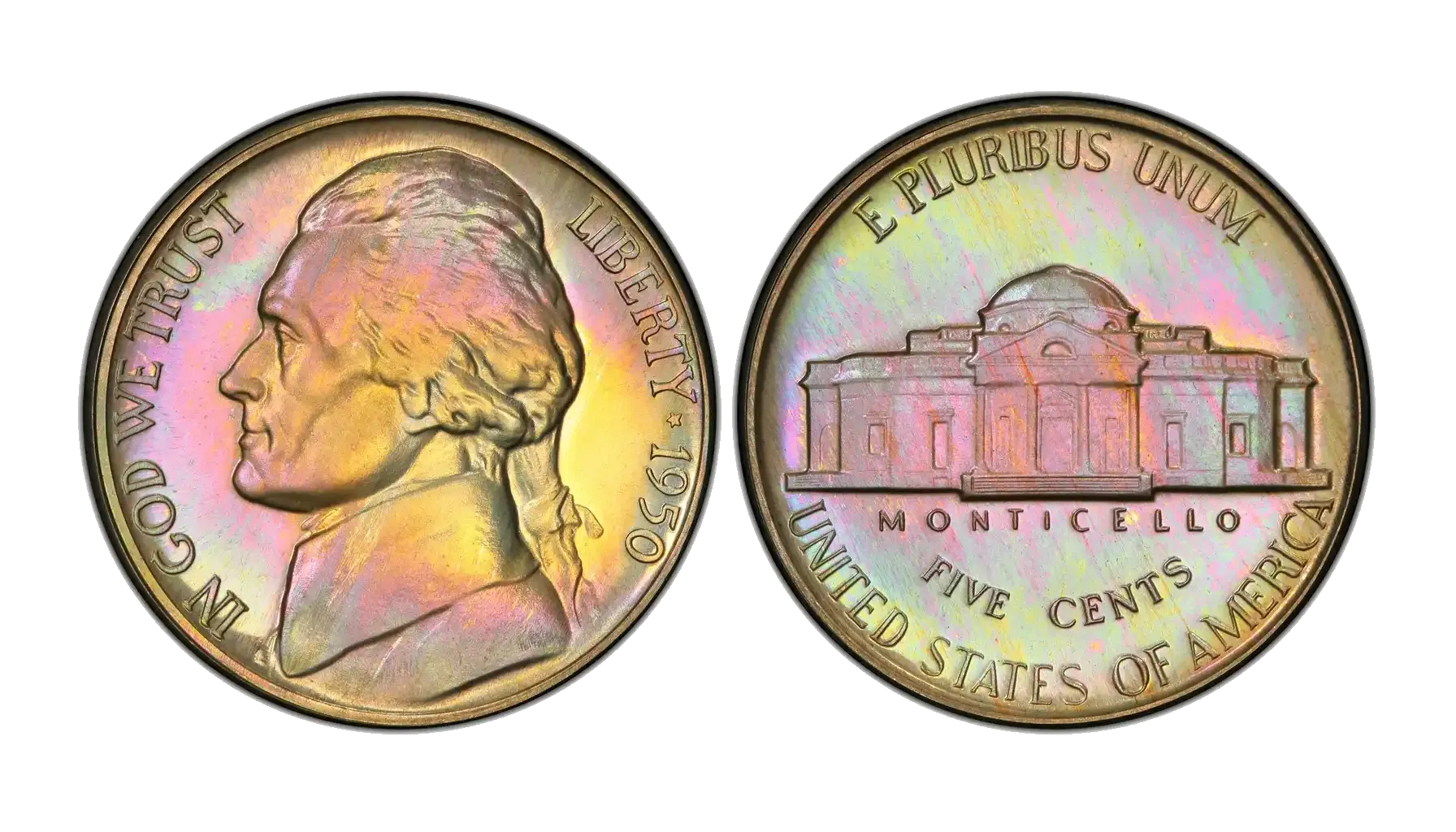 Jefferson nickel obverse showing Thomas Jefferson portrait