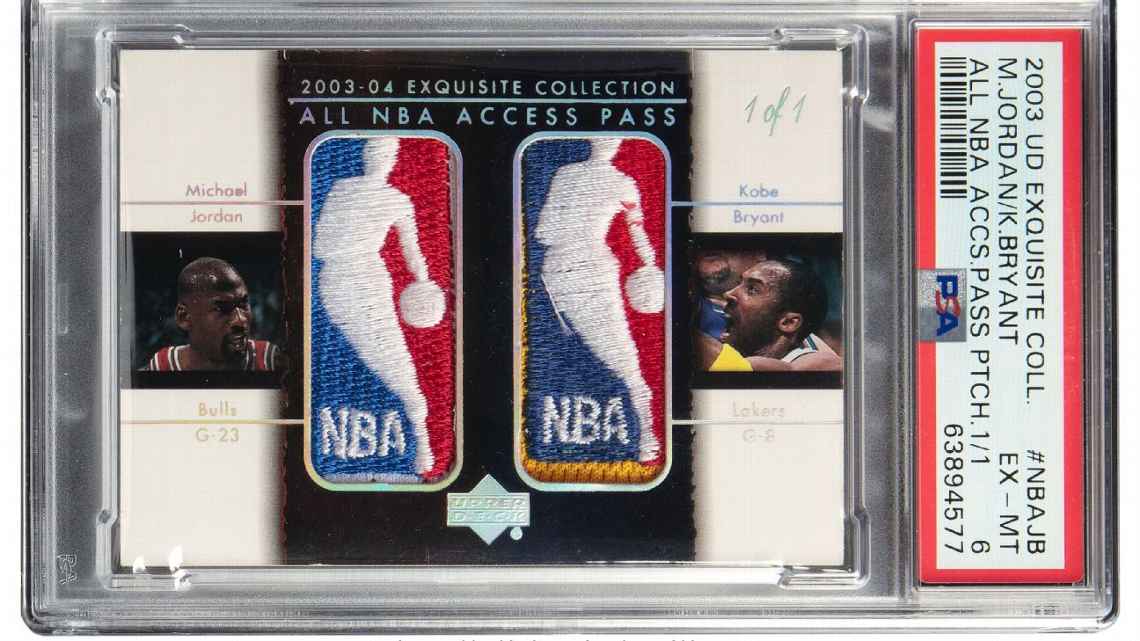 2007-08 Upper Deck Exquisite Kobe Bryant and Michael Jordan dual Logoman auto trading card