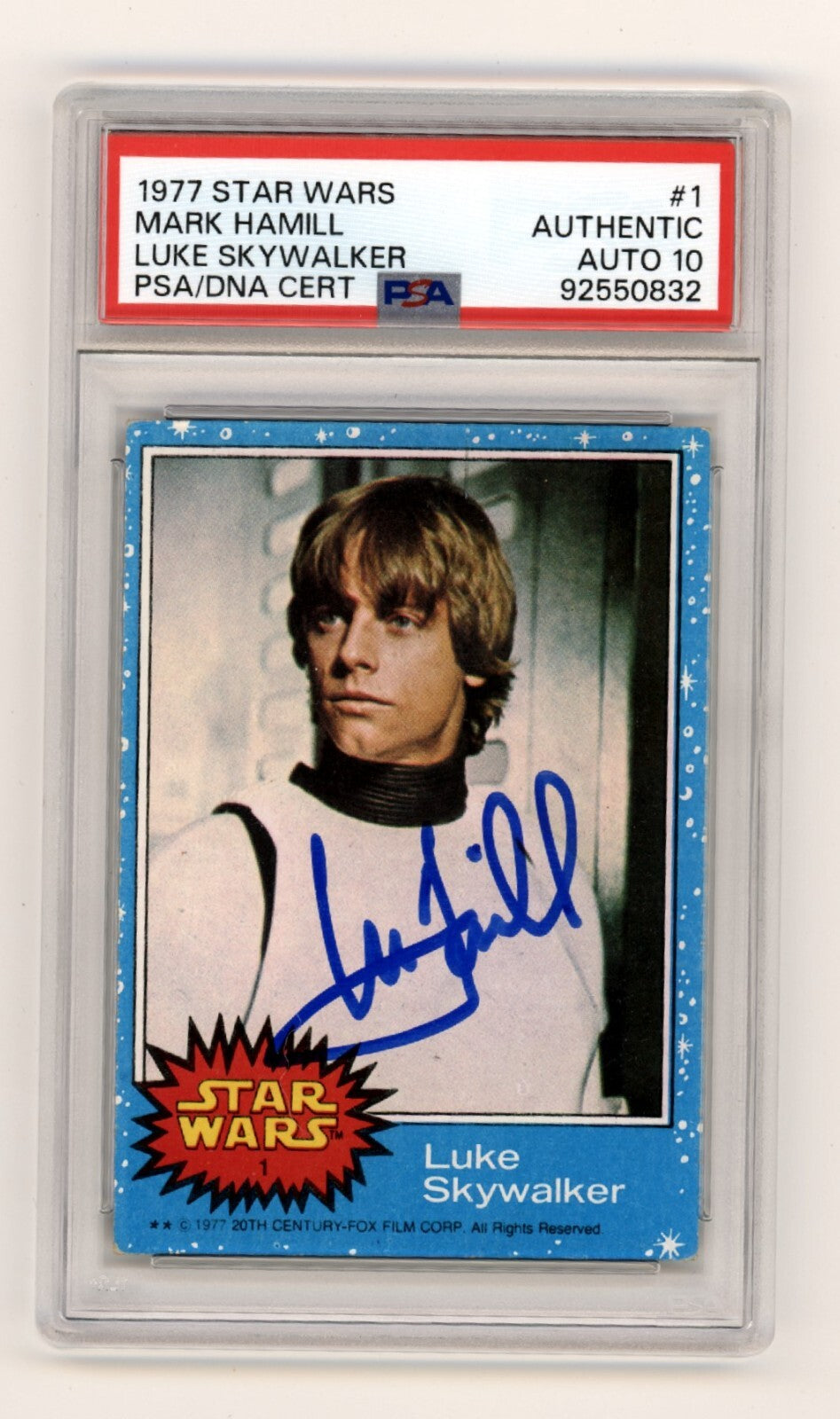 Famous and valuable sample of Luke Skywalker card