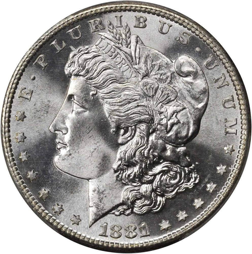 Morgan silver dollar in MS 67 condition showing exceptional preservation
