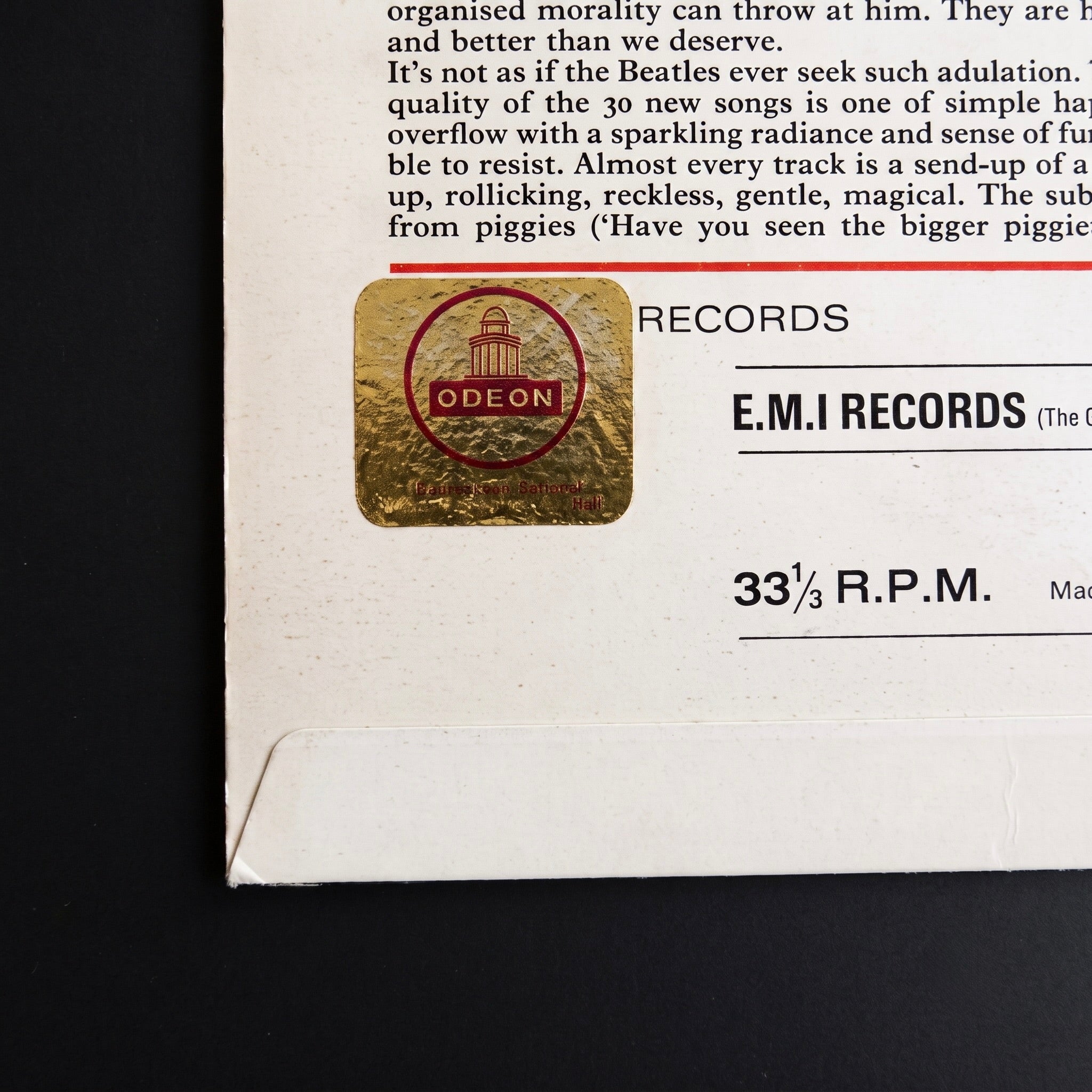 Yellow Submarine UK export vinyl pressing on the Odeon record label