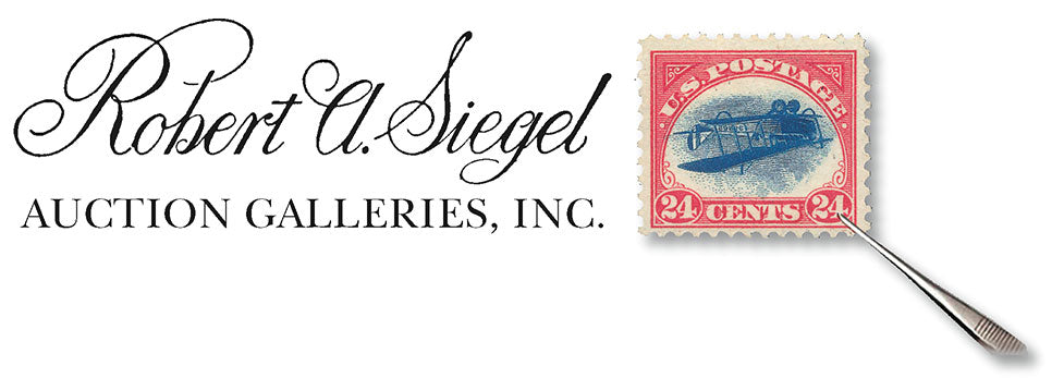 Robert A. Siegel logo, showing the inverted Jenny block from the 1918 airmail issue