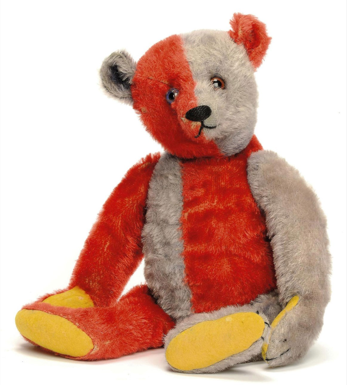 Steiff Harlequin teddy bear from 1925 with striped mohair