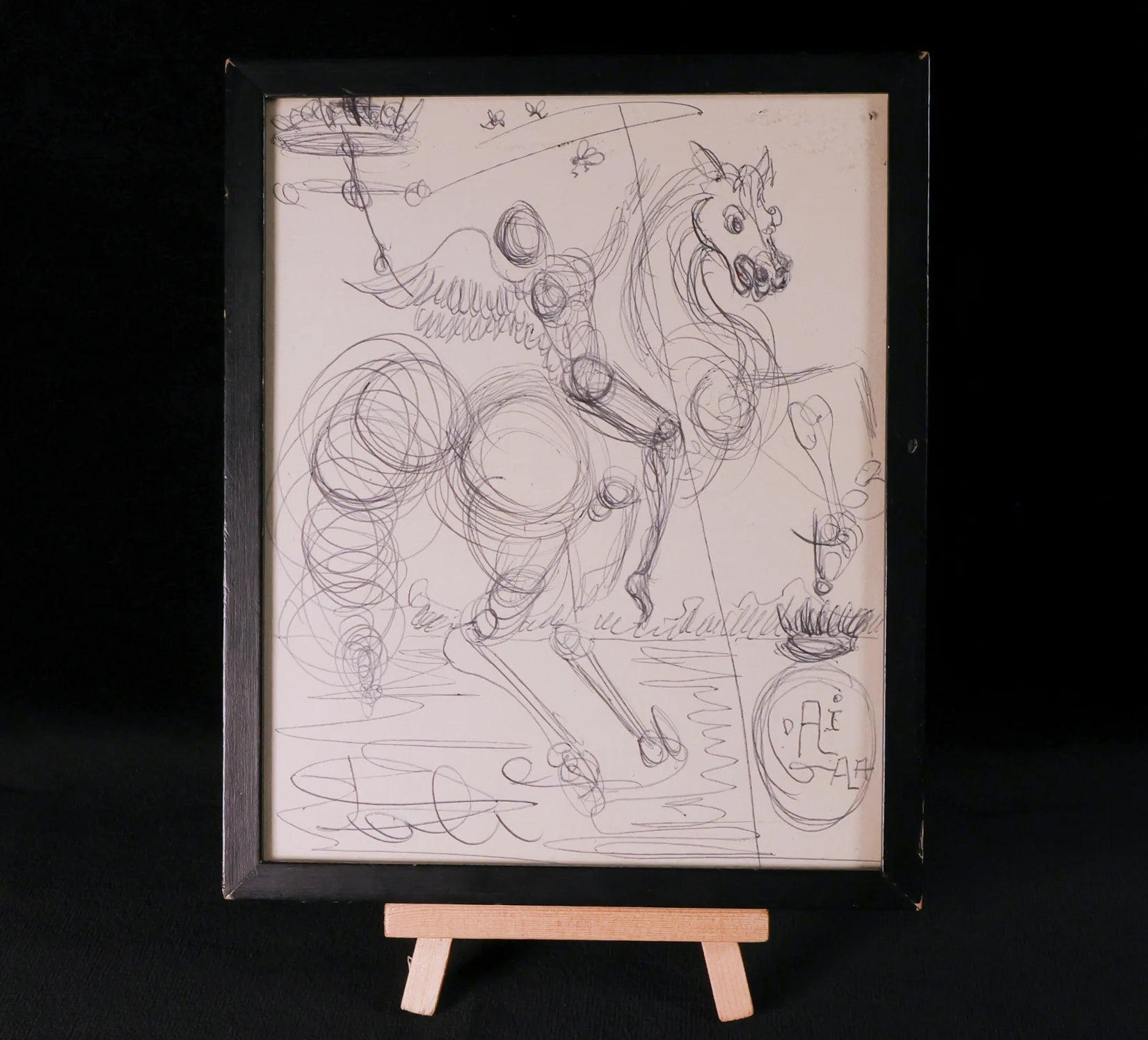 Salvador Dali Thrice-Signed Original Artwork Circa 1965