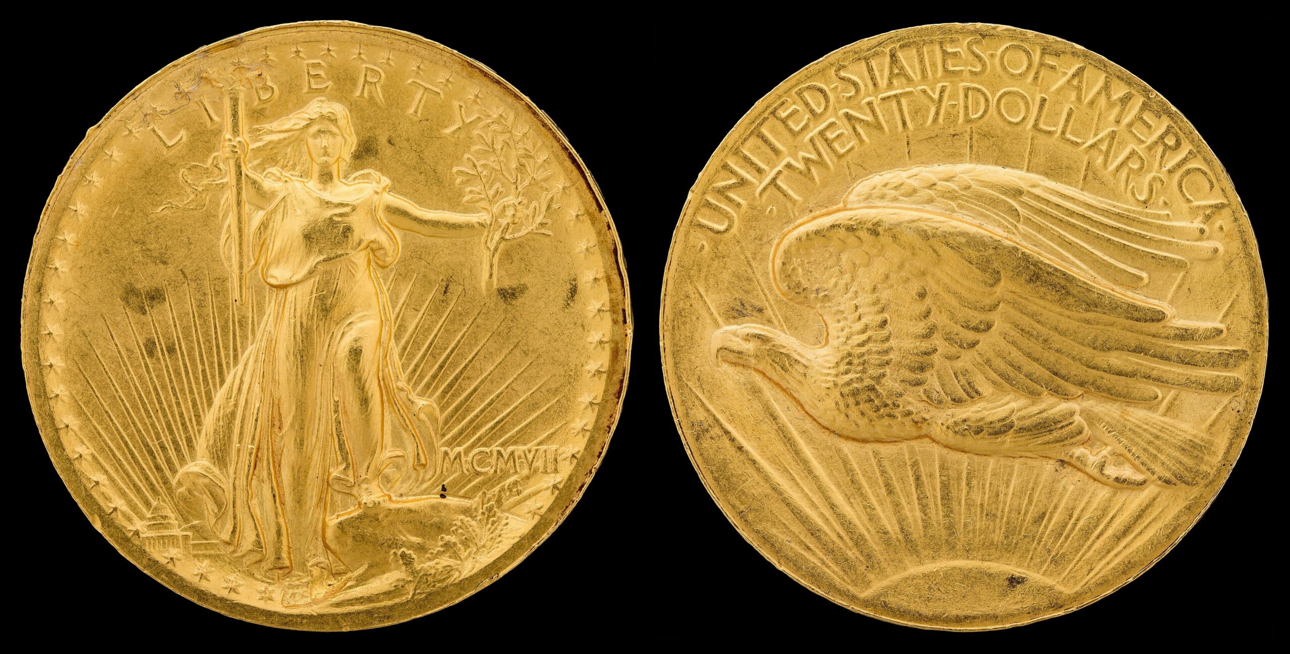 The 1933 double eagle, featuring the iconic design created by Augustus Saint-Gaudens.