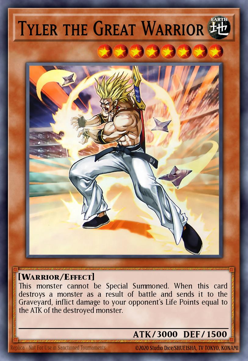 Ungraded Tyler the Great Warrior Yu-Gi-Oh card, the one-of-a-kind Make-A-Wish promo