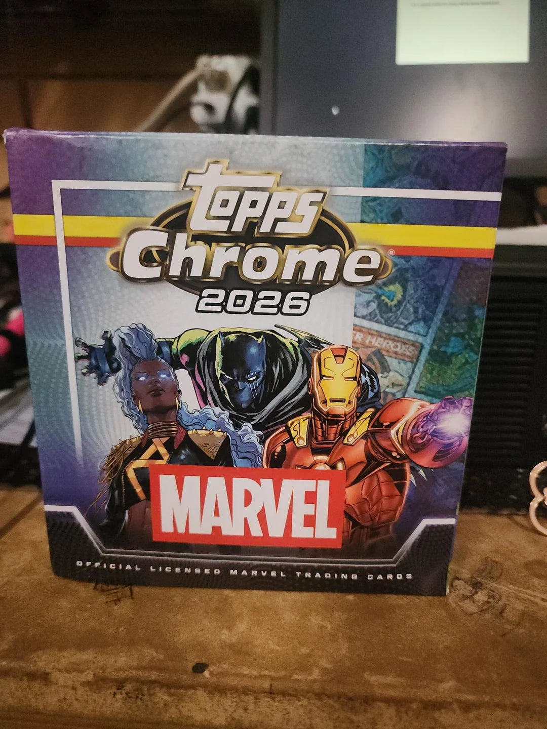 A box of chrome Marvel cards from 2026
