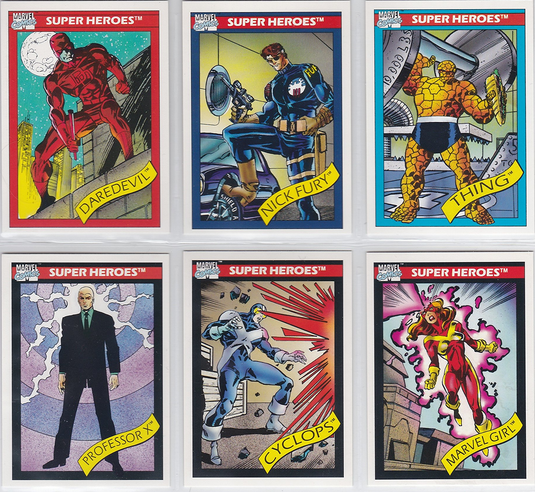 1990 Marvel cards depicting multiple characters