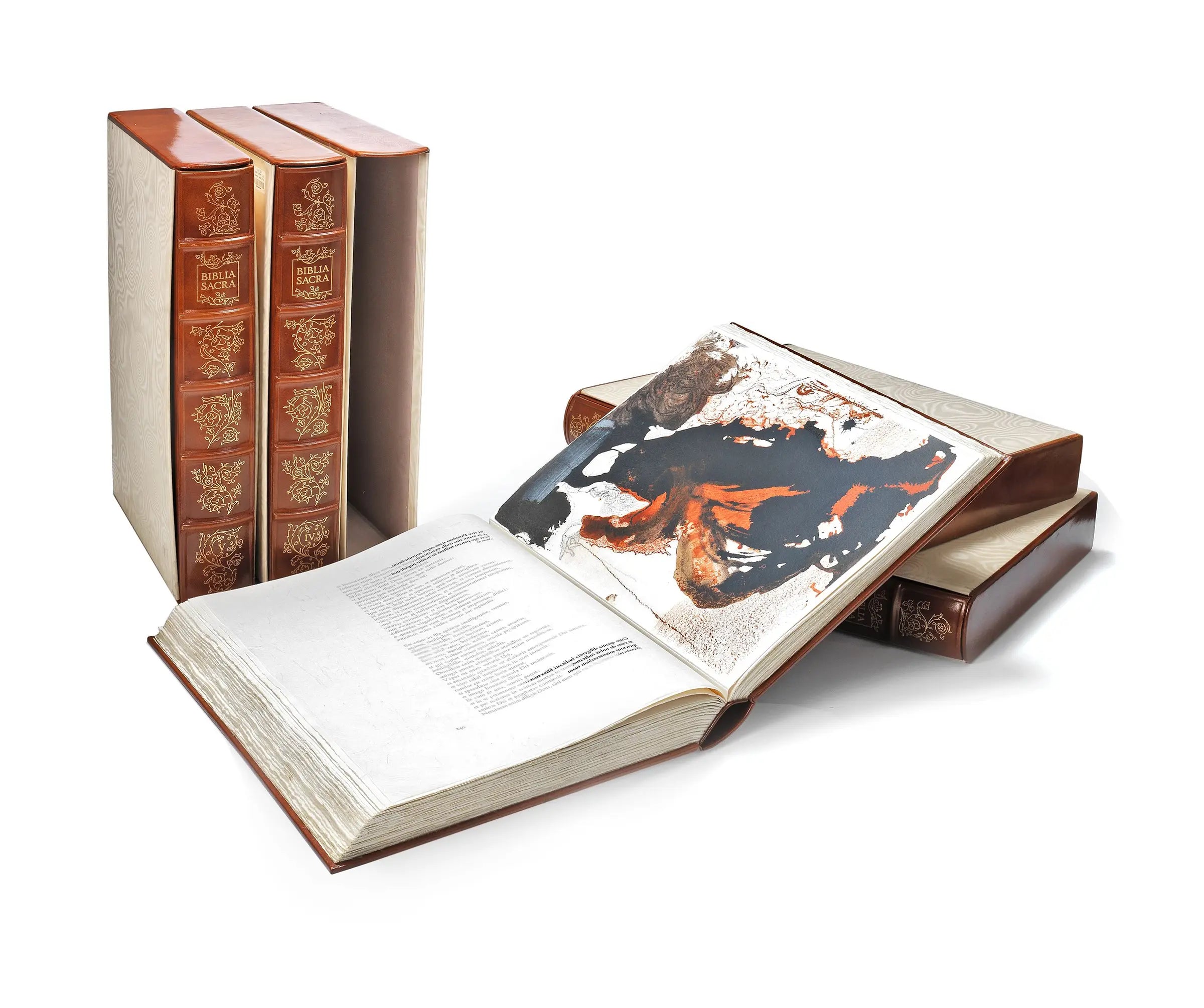 Pages from Biblia Sacra showing Dali's intricate biblical illustrations