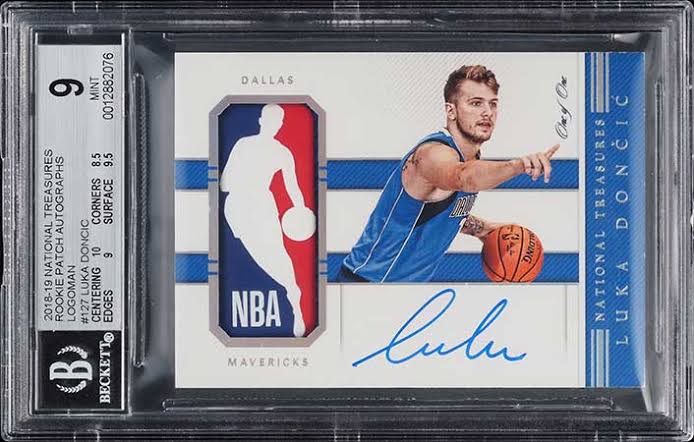 Luka Doncic 2018 National Treasures Logoman rookie patch card