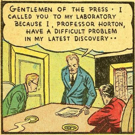 The very fist panel of Marvel Comics #1