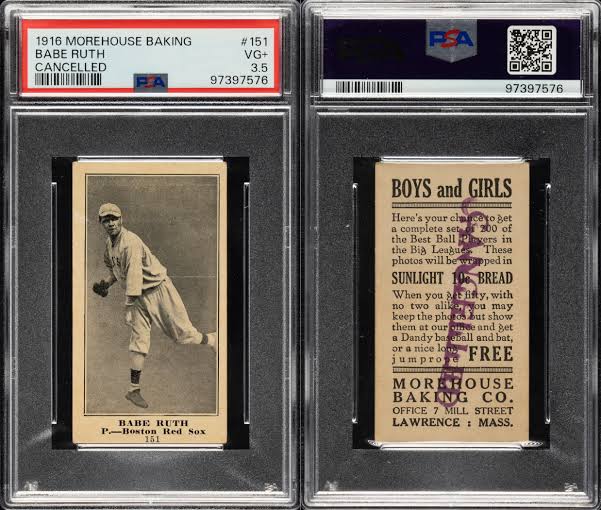 1916 Morehouse Baking Babe Ruth card