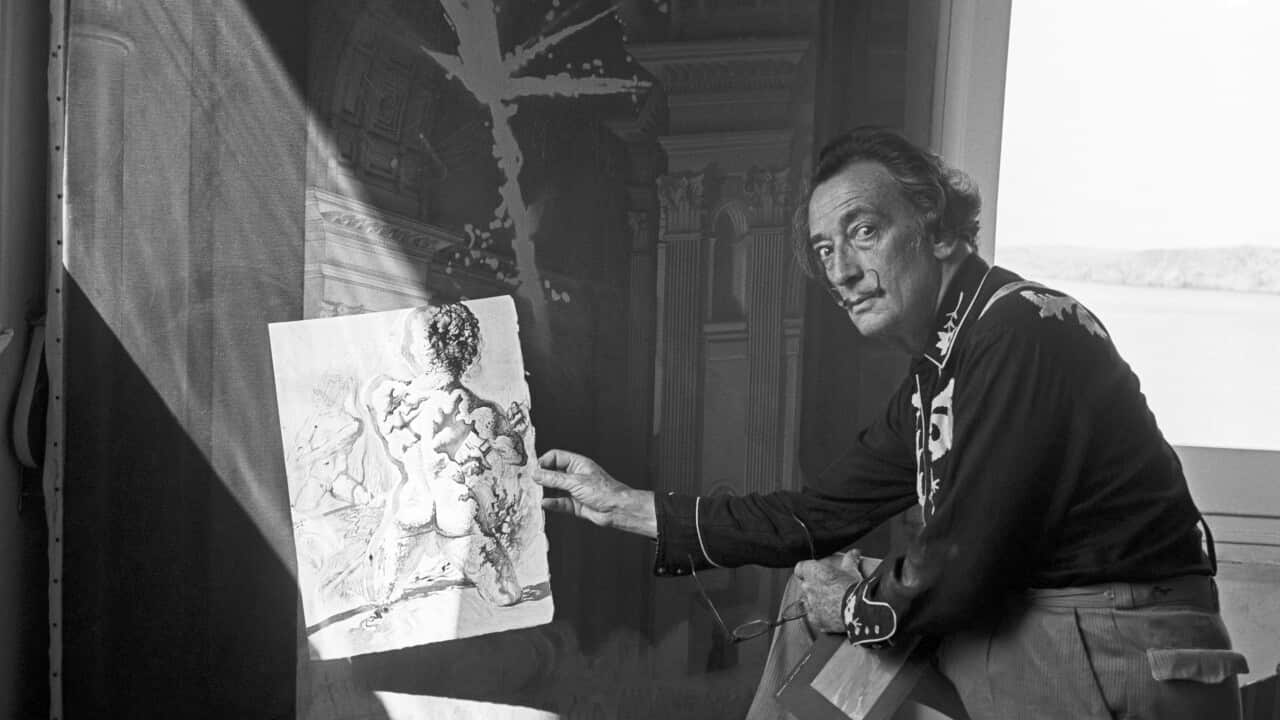 Salvador Dali in his studio.